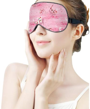 Pink Koi Fish Sleeping Mask | Sakura Flower Soft Sleep Mask | Adjustable Light-Blocking Eye Cover for Unisex | Perfect for Restful Sleep - Buy Online on GoSupps.com