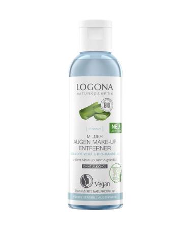 Logona Organic Eye Make-Up Remover Natural Cosmetics with Organic Aloe Vera and Almond Oil Removes Waterproof Make-Up Gentle and Mild Natural & Vegan 125 ml