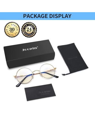 Joopin Blue Light Filter Glasses for Men - Round Metal Frame Computer & Gaming Glasses - A21 Gold-Transparent Anti-Blue Light - Buy Online on GoSupps.com
