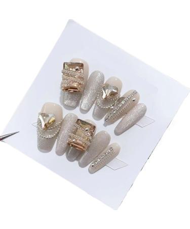 Gold Cat Eye Patch Versatile Handmade Wear Nail and Nail Enhancement Patch Detachable False Nails(M)