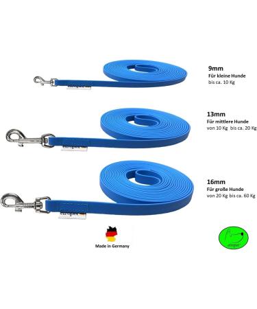 Biothane Dog Leash for Small Dogs - 9mm 3m 5m 10m 15m | Durable Lightweight Light Blue Towline Design - Buy Online on GoSupps.com