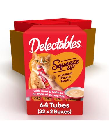 Hartz Delectables Squeeze Up Interactive Lickable Wet Cat Treats Tuna & Salmon 64 Count Tuna & Salmon 1 g (Pack of 64)
