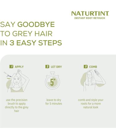 Naturtint | Temporary Touch-Up for Grey Hair & Roots | Convenient & Comfortable Brush | 98.5% Natural Ingredients | Black Color | 10ml - Buy Online on GoSupps.com
