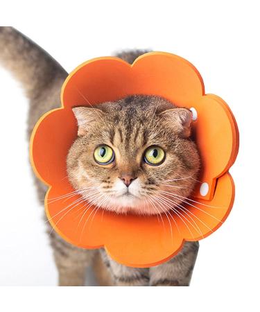 Tecatty Pets Calant crauses anti-delicious neck collar cat adjustable from 14-35 cm lightweight protective collar elizabethan collar for cats (s orange) s orange