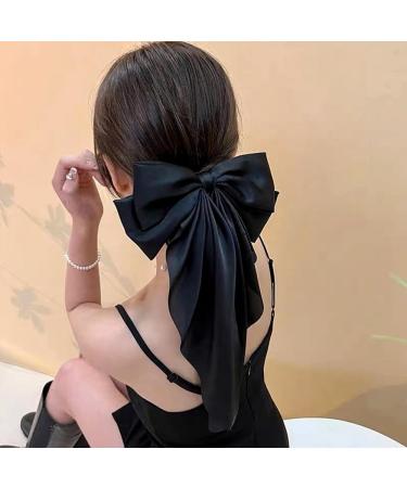 Black Bow Hair Clip for Women Girls Womens Black Bow Ribbon Hair Clip for Teen Girls Bow Barrette Hair Clips for Women French Barrette Hair Clip Bow for Long Hair Ornaments for Women - Buy Online on GoSupps.com