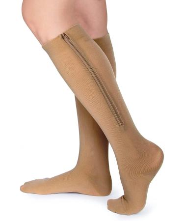 2 Pair Zip Compression Socks for Women | Closed Toe Zipper Socks for Wide Calf | 15-20 mmHg Easy On/Off - Buy Online on GoSupps.com