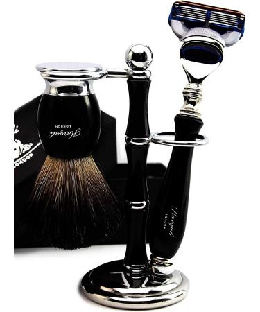 Haryali London Razor Set for Men | Black Hair Shaving Brush & 5-Edge Razor | Perfect Gift Set with Holder - Buy Online on GoSupps.com