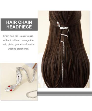 LALAFINA Snake Chain Hair Clip Tassel Ponytail Hair Clips Braided Ponytail Styling Hair Clips Crystal Jewelry Punk Hair Chopstick Sliver Chain Rhinestones Back of Head Metal Miss - Buy Online on GoSupps.com
