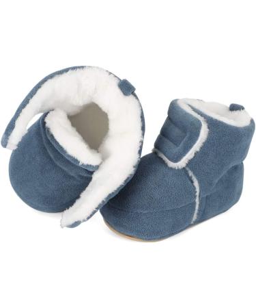 MASOCIO Baby Winter Warm Booties | Soft Sole Anti-Slip First Walking Shoes for Infant Boy Girl 6-12 Months - Navy Blue - Buy Online on GoSupps.com