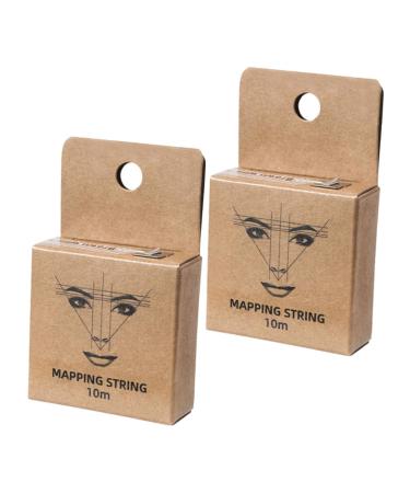 2pcs Ink Pattern Embroidery Thread Ruler Eyebrow Tattoos Tool Makeup Tool Draw a Line Micro Edge 7.5x4.5cm Brown