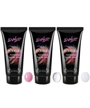 ENASUI Clear/White/Pink Poly Gel Nail Builder Gel Quick Building Nail Tips Finger Extension Poly Glue Gel Nail Art UV LED Builder Gel Nail Enhancement Tool