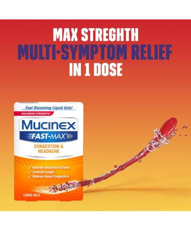 Mucinex Fast-Max Liquid Gels - 16 Ct - Congestion & Headache Relief - Buy Online on GoSupps.com