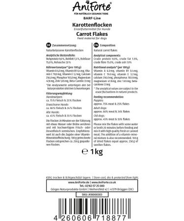 AniForte Carrot Flakes for Raw Food 1kg - Barf Supplement for Dogs - Buy Online on GoSupps.com
