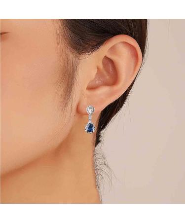 Vintage Sapphire Drop Earrings | Oval Blue Crystal Teardrop Jewelry for Women | Silver Rhinestone Studs & Wedding Gifts - Buy Online on GoSupps.com