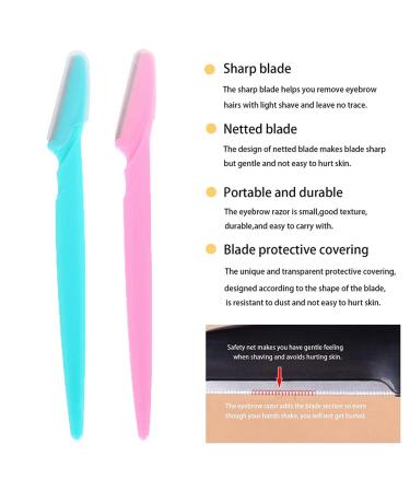 40 Pcs Eyebrow Razor & Facial Hair Remover Kit - Stainless Steel Blades, Exfoliating Dermaplaning Tools, Blue & Pink - Buy Online on GoSupps.com