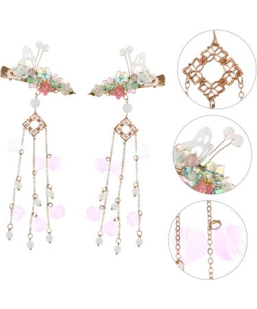 MAGICLULU 2 Pairs Butterfly Hair Clip Womens Hair Accessories Barrettes for Tassel Hair Clips Hair Stick for Lady Chinese Hair Barrettes Tassel Headdress Hairpin Miss Metal Alloy - Buy Online on GoSupps.com