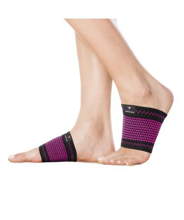 Arch Support - 2 Plantar Fasciitis Braces/Sleeves. Foot Care Heel Spurs Feet Pain Relief Flat & Fallen Arches High Arch (Pink)