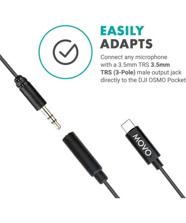 MOVO PMA-1 DJI Osmo Pocket Microphone Adapter | USB Type-C to 3.5mm TRS External Sound Adapter for Osmo Pocket Accessories - Buy Online on GoSupps.com