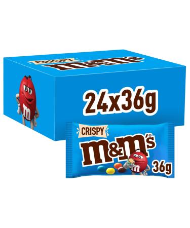 M&M's crispy bag small packs for on the go chocolate lenses with crispy chocolate large pack 24 pack (24 x 36g) Crispy 24x36g