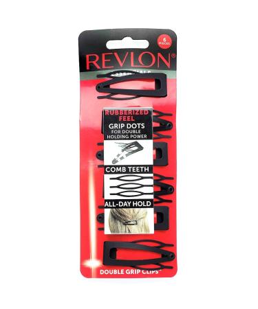 Revlon Rubberized Double Grip Black Hair Clips, 6 count Rubberized Black 6 Count (Pack of 1)