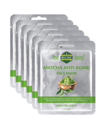 Uncle Bud's Hemp Matcha Anti-Aging Cosmetic Beauty Face Mask Pack of 6 Green Tea