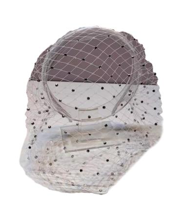 Bottone Headbands for Women Girls Wide Plain Turban Headband Fashion Veil Rhinestones Hair Bands Mesh Hair Hoop White