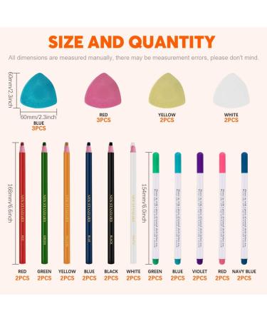 Rustark 32 Pcs Tailoring Marker Set - Fabric Marker Chalk, Disappearing Ink Pen, Sewing Marking Pencil for Quilting, Sewing, Dressmaking - Buy Online on GoSupps.com