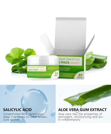 Glycolic Acid Pads 20% with Salicylic Acid & Hyaluronic Acid - Deep Cleaning for Blackheads Pore Reduction & Balanced Skin - 50 Pads | Shop Internationally - Buy Online on GoSupps.com