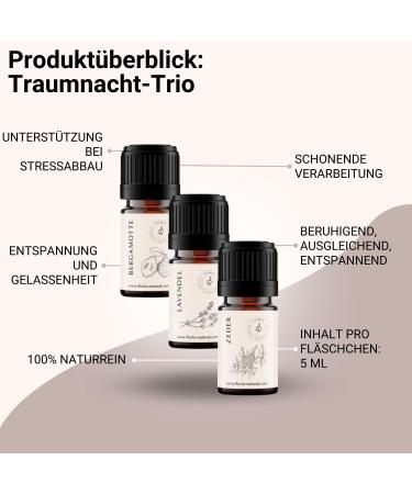 Dream Night Trio: High-Quality 100% Organic Essential Oils Atlas Cedar Bergamot Lavender | Floria Natural Aroma Therapy for Sleep 5ml Set - Buy Online on GoSupps.com