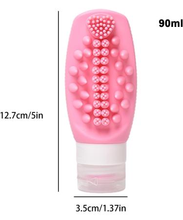 Uozonit Squeeze Bottle - Silicone Dispenser Toiletries Container - 2 in 1 Shampoo Conditioner Dispenser Leak Proof Refillable Squeezable Containers for Home Travel Pink - Buy Online on GoSupps.com