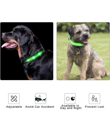 Masbrill LED Dog Collar - Luminous Waterproof Safety Collar with 3 Flashing Lights for Small Medium & Large Dogs (Adjustable 28-40cm/11-15.7in) - Green - Buy Online on GoSupps.com