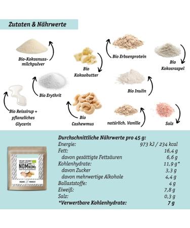 Creamy Coconut Nomnoms | Organic Vegan Protein Bites | Healthy Snack Alternative - 5 Packs of 3 Bits - Buy Online on GoSupps.com