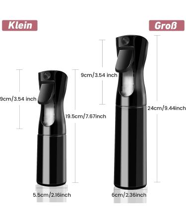 Xianglongy Spray Bottles for Hair: 200ml & 300ml Refillable Continuous Fine Mist Black Hair Spray Bottles - Buy Online on GoSupps.com