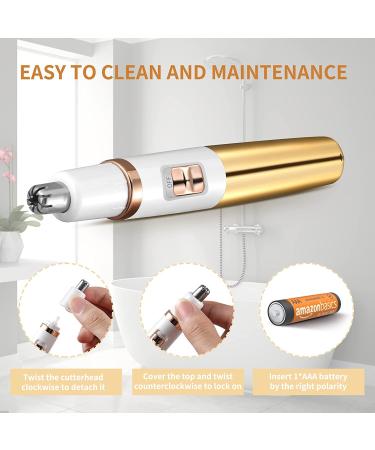 Professional Dual Edge Nose and Ear Hair Trimmer for Women and Men - Painless Stainless Steel Blade, Waterproof, Mute Motor - Buy Online on GoSupps.com