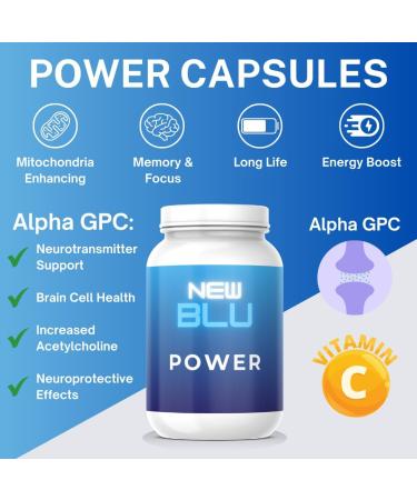 New Blu Methylene Blue Capsules | 60 Count | 13mg Methylene Blue + Alpha GPC + Vitamin C Ester | Power Capsules | 1 Month Supply - Buy Online on GoSupps.com