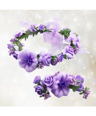 Crown Headbands & Flower Wreath Garlands | purple Hair Wreath & Bracelet for Wedding & Festival | International Shipping - Buy Online on GoSupps.com