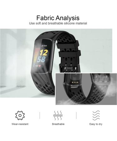 TopPerfekt Sport Bands for Fitbit Charge 5 - Adjustable Breathable Silicone Replacement Band - Orange Pink - Women Men - Buy Online on GoSupps.com