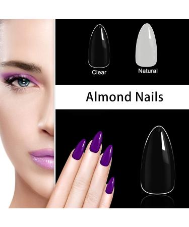 500 Acrylic Nail Tips - Transparent Almond-Shaped Full Cover Fake Nails for Women & Girls | DIY Nail Art Supplies - Buy Online on GoSupps.com