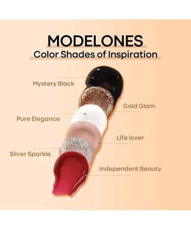 Modelones Poly Nail Gel Kit - 6 Color Nail Extension Gel Kit with 48W Nail Lamp & Slip Solution - Rhinestone Glitter Starter Kit for DIY Nail Manicure - Black Gold - Buy Online on GoSupps.com