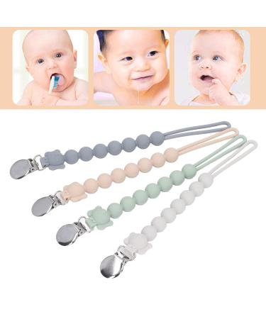 Pack of 4 Elephant Design Pacifier Chains - Soft Silicone Clips for Teething Rings | Prevent Jamming - Ideal Baby Accessory - Buy Online on GoSupps.com