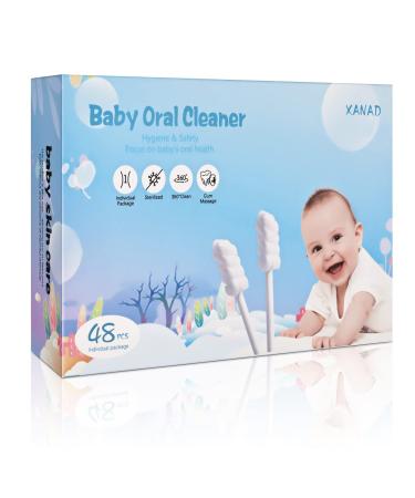 XANAD 48PCS Baby Toothbrush  Newborn Baby Tongue Cleaner  Baby Oral Cleaner  Disposable Tongue and Gum Cleaner  Soft Gauze Toothbrush Infant Oral Cleaning Stick Dental Care for 0-36 Months Baby B-48pcs