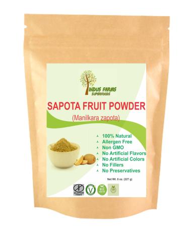Indus Farms 100% Natural Sapota Fruit Powder, 8 Oz, Non-GMO, Vegan, Halal. Nutritious alternative to brown sugar!