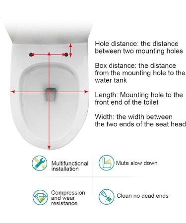 Toilet Seats Soft Close White Loo Lid Quick Release Easy to Clean Bathroom Lid Square Toilet Seats 04D-PP Material (Width 36 Length 44-47) D Little Surprise - Buy Online on GoSupps.com