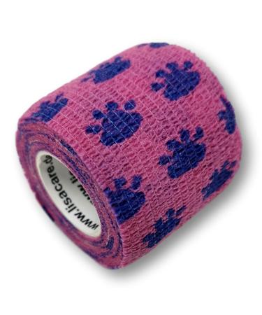 Lisacare bandage self -adhering - 2 rolls 5cm wide - paws for pets & horses - cohesive adhesive elastic - huge color & motif selection (pink rosa) pink pink - blue 2er set