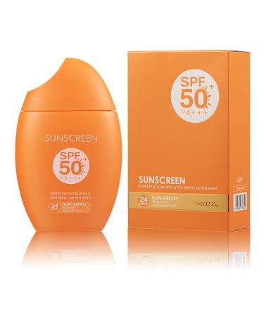 Spf 50 Face Moisturiser - Face Sun Cream - Suncream Factor 50 for Face and Body - Face Sunscreen for Against Sun Rays - Factor 50 Face Cream Moisturizing Fresh Not Greasy & Water Resistant
