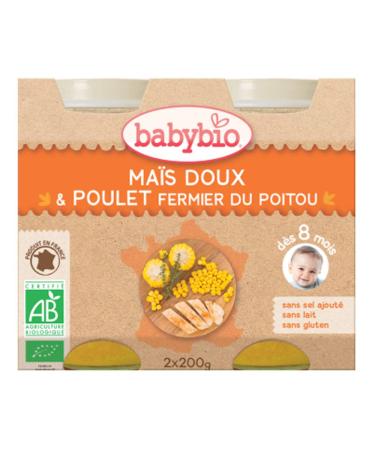 Babybio Small jars sweet corn & chicken farmer from Poitou from 8 months organic - 2 jars of 200g