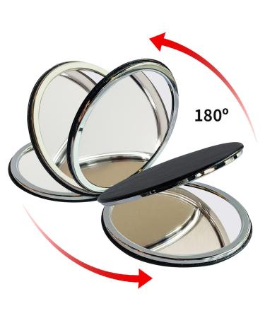 BelleJiu Compact Travel Makeup Mirror - Small Portable Folding Mirror in Black - Buy Online on GoSupps.com