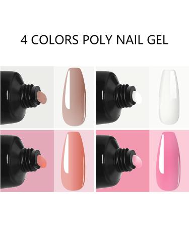 Poly Nail Gel Kit with Slip Solution - Builder Gel Nail Extension Set for Beginners - French Manicure Gift - 4 Colors - Buy Online on GoSupps.com