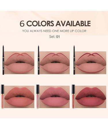 SUMEITANG 6Pcs Lip Liner and Lipstick Makeup Set - Waterproof Long Lasting Matte Nude Liquid Lipstick with Matching Lipliner Pencils - Perfect Lip Gloss Gift Set for Girls & Women - Buy Online on GoSupps.com
