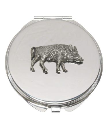 Boar Running Compact Mirror Handbag Gift With Free Engraving 35